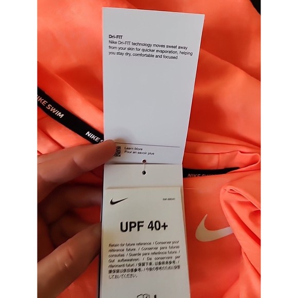 Nike DRI-FIT Hydroguard Swim Shirt Mens M Orange Heather UPF 40+ NEW - Picture 8 of 10